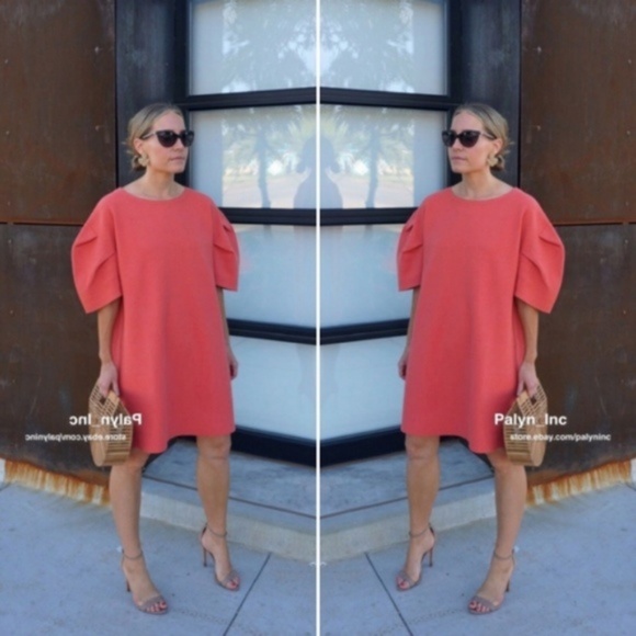 Zara Dresses & Skirts - NWT Zara Coral Puff Sleeve Oversize Sweater Dress